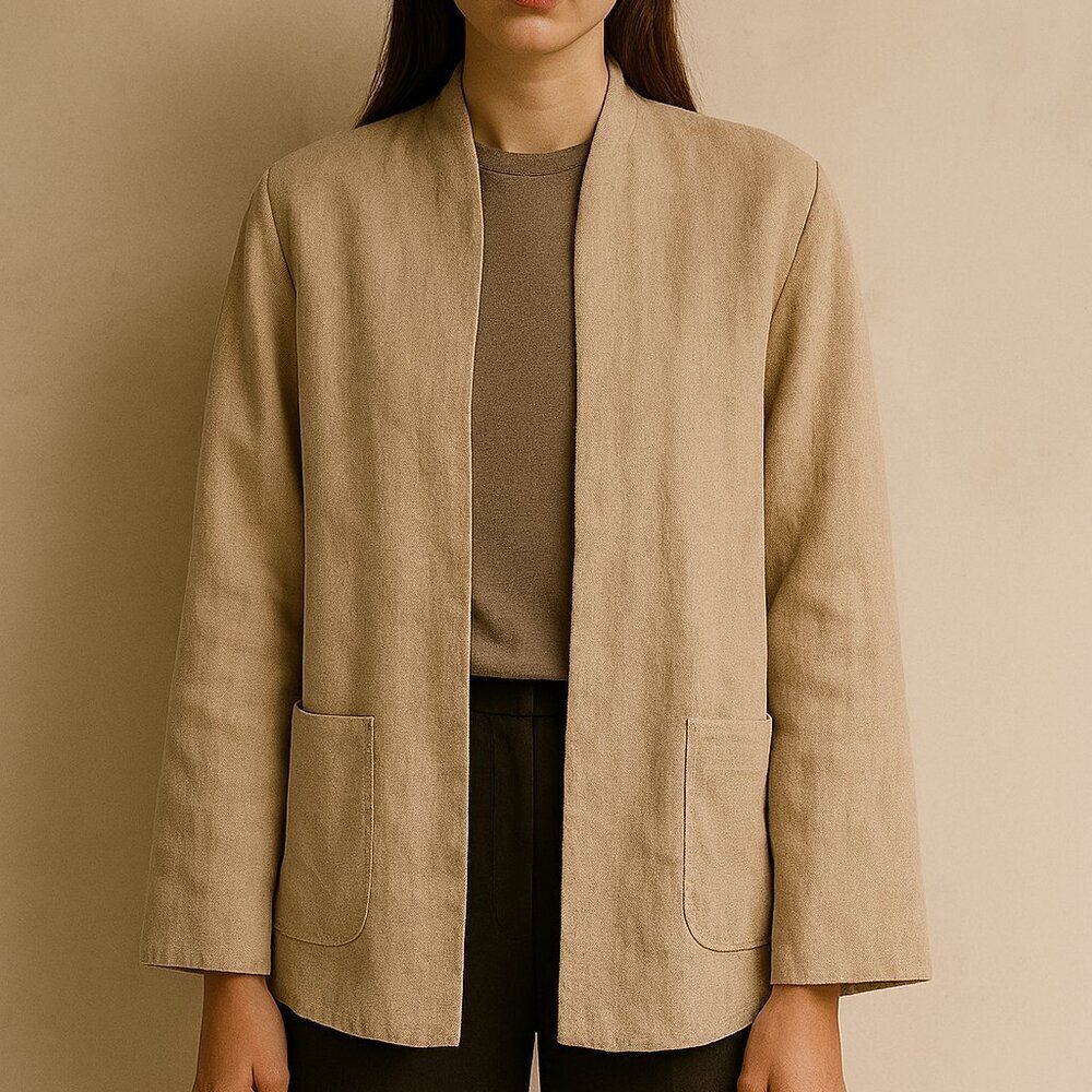 Aritzia Wilfred 100% Linen Chore Coat Beige Sz 8